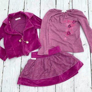 Luna Luna Copenhagen Girls 3 PC Pink Velour Skirt Set